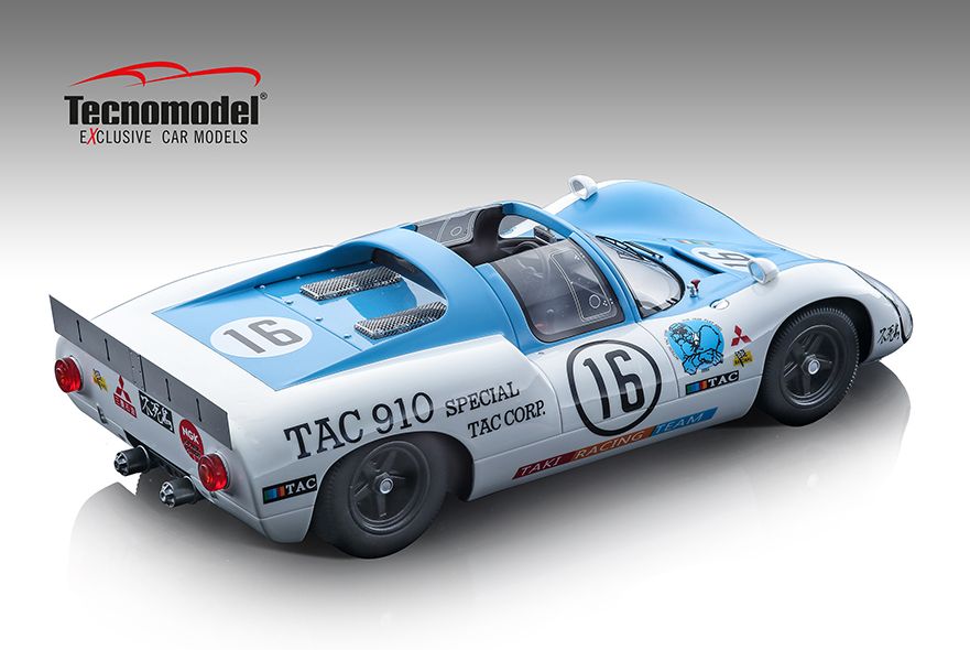 Porsche 910 N.16 TAKI RACING – Tecnomodel 1/18 – Miniature Jap GP 1969 – Neuve