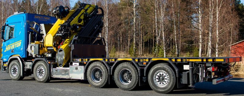 Havator Scania R Normal CR20N 10x4 フラットベッド+Palfinger PK135.002 WSI 1/50 Pk Tec Palfinger Pk Tec WSI 01-4385 SCANIA R HIGHLINE CR20H 8X4