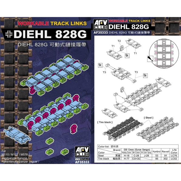 Diehl 828G Quick-Assembly Workable Track Links for M110 Series
