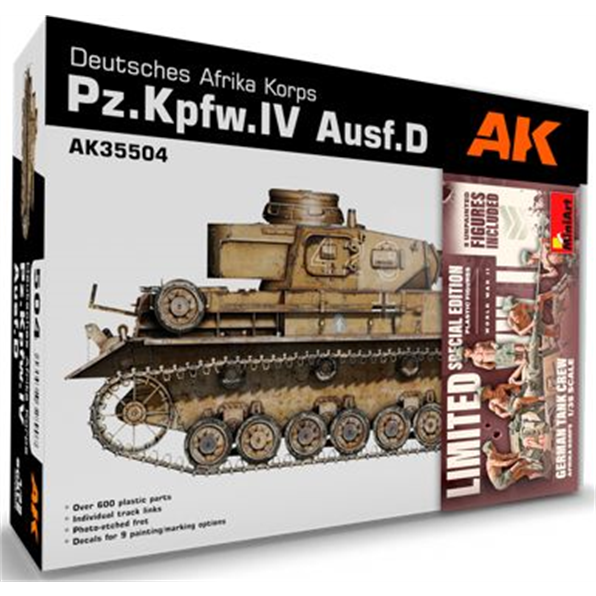 PZ.KPFW.IV AUSF.D Afrika Korps + 5 Figures German Tank Crew Afrika Korps