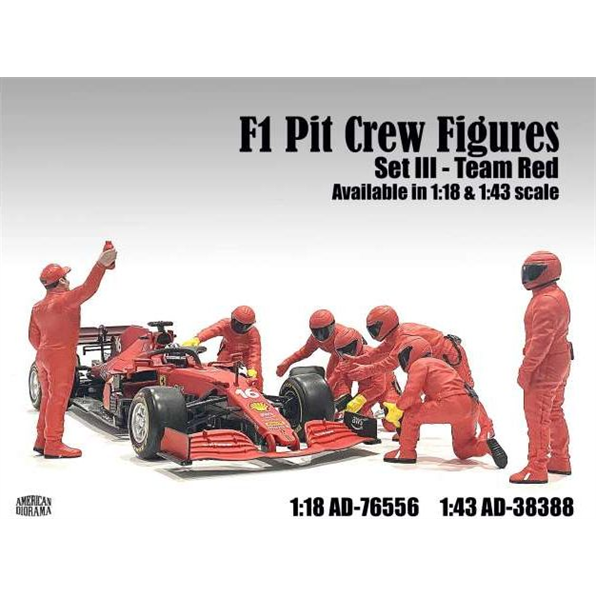 F1 Pit Crew Figures Set #3 Team Red (7 x Figures)