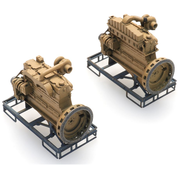 Industrial Diesel Engine on Transport Pallet (2x) 1:87 Ready-Made, Painted