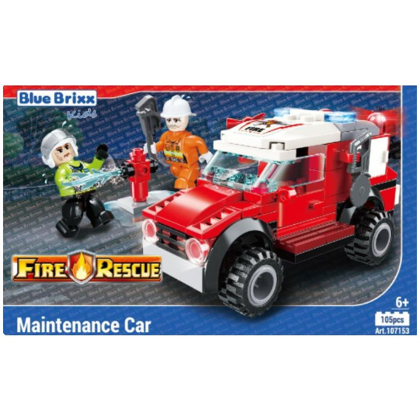 Fire Rescue Maintenance Car 'Blue Brixx Kids' (105pcs)