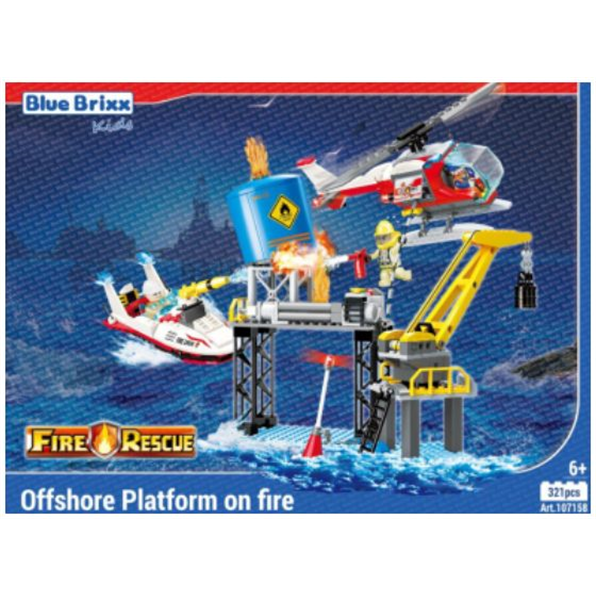 Fire Rescue Offshore Platform on Fire 'Blue Brixx Kids' (321pcs)