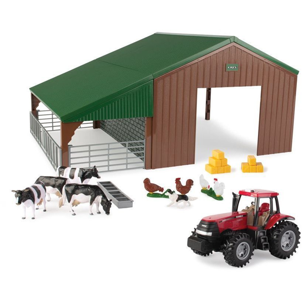 Farm Building Set w/Case Tractor