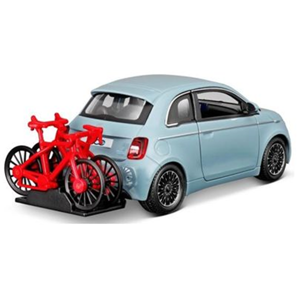 Fiat 500E w/Bike Rack Light Blue
