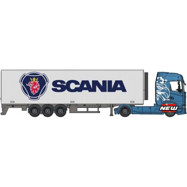 Scania S730 Highline Cab + Container Trailer Blue/White