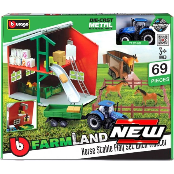 Farmland Playset Horse Stable w/New Holland Tractor