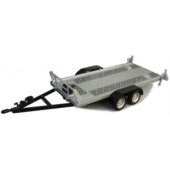 Car trailer - Two Axle 1:43 Scale - Silver