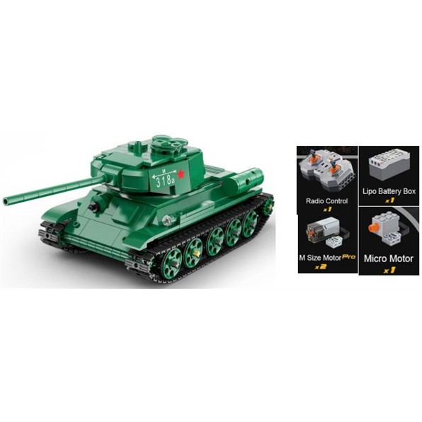 T34/85 Medium Tank RC Function Equipment Included Brick Builder (722 pcs)
