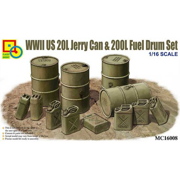 WWII US 20L Jerry Can + 200L Fuel Drum Set
