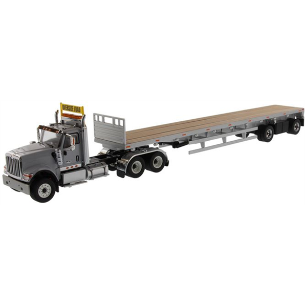 International HX520 Tandem Tractor 53' Flat Bed Trailer Grey/Silver