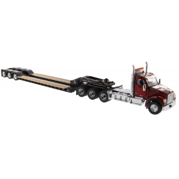 Kenworth T880 SFFA Day Cab Tridem Tractor XL120 Low-Profile HDG Trailer + Outriggers