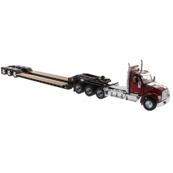 Kenworth T880 SFFA DayCab Tridem Tractor Red w/XL 120Trailer Boosters Jeep