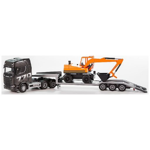 Scania 770S w/Trailer + Excavator Black