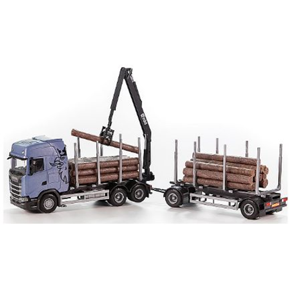 Scania Griffin Timber Truck + 2 Axle Trailer Light Blue/Grey
