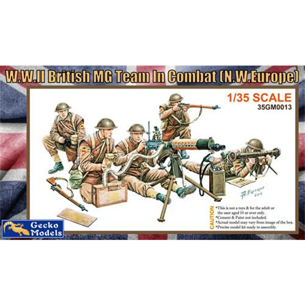WWII British MG Team in Combat (NW Europe) 5 figures, guns and accessories
