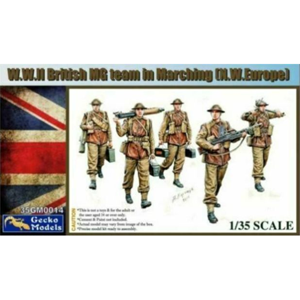 British MG Team WWII Marching N.W. Europe