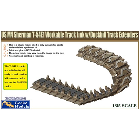 US M4 Sherman T-54E1 Workable Track Link w/Duckbill Track Extenders