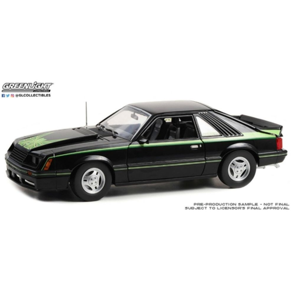 Ford Mustang Cobra 1980 Black w/Green Cobra Hood + Stripe