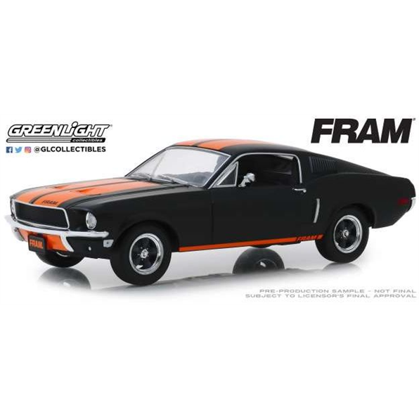 Ford Mustang GT Fastback 1968 FRAM Oil Filters Black with Orange Stripes