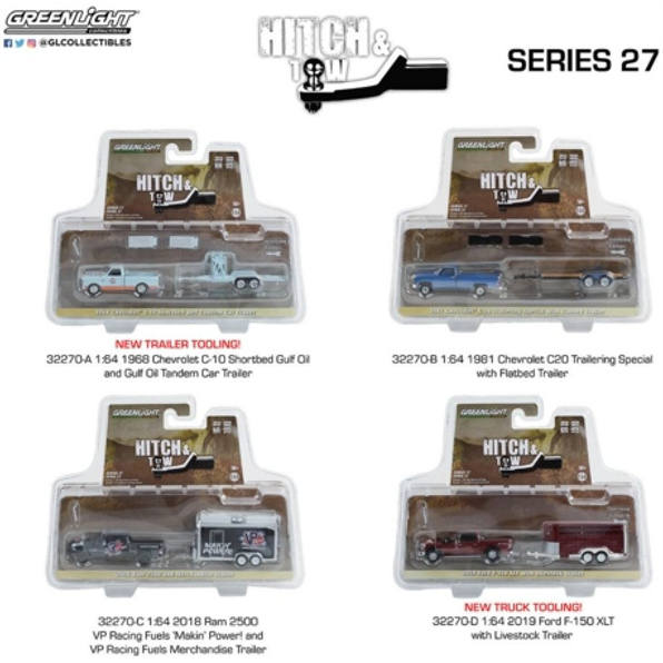 Hitch and Tow Series 27 Assortment (4x 2-Car Sets) 12pcs Asst