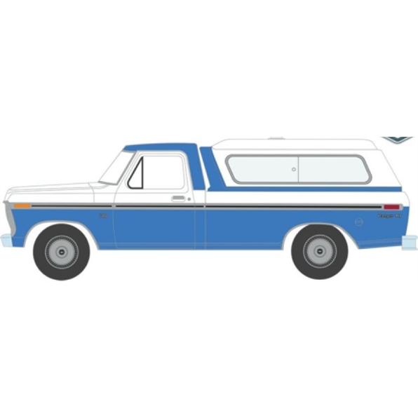 Ford F-100 Ranger XLT w/Camper Shell Wind Blue and White 1975