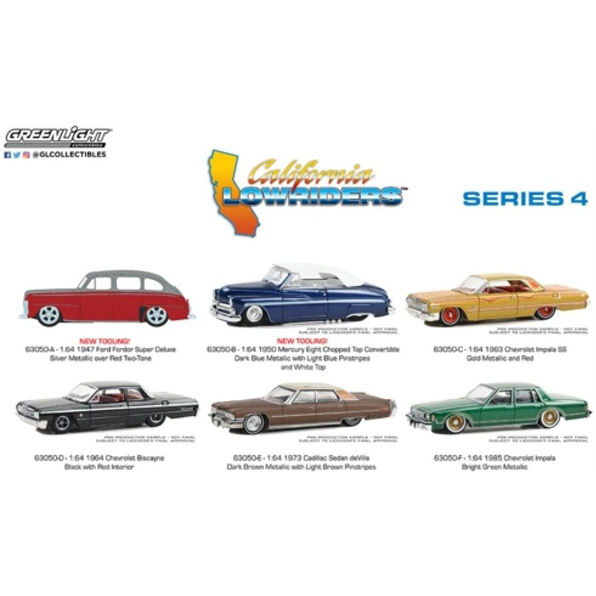 California Lowrider Series 4 Assortment (6 Car Set) 12pcs Assortment