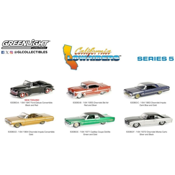 California Lowriders Series 5 Assortment (6-Car Set) 12pcs Assortment