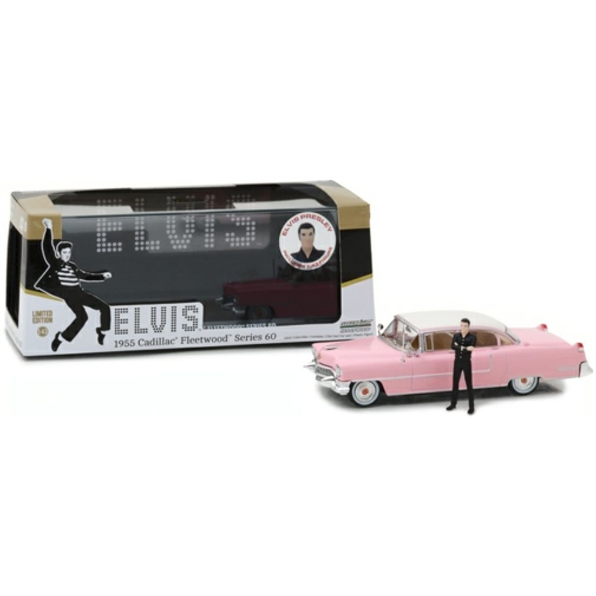 Cadillac Fleetwood Series 60 1955 Pink Cadillac w/Elvis Presley Figure
