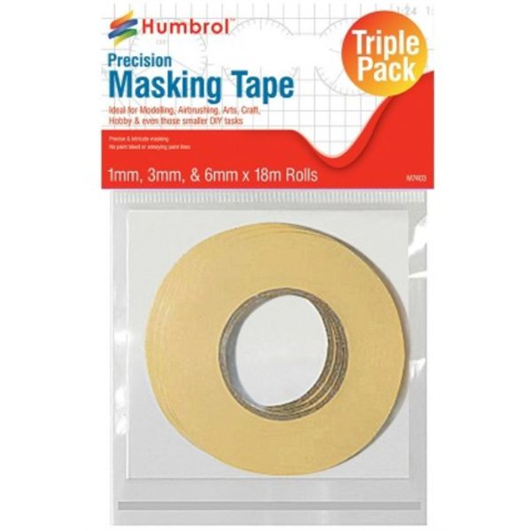 Masking Tape Set 1mm, 3mm + 6mm x 18m Rolls