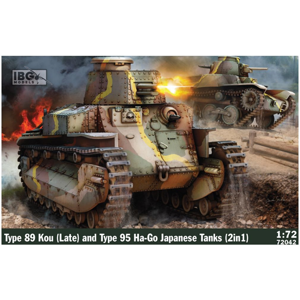Type 89 Kou (Late) and Type 95 Ha-Go Japanese Tanks (2in1) + Small Handcart