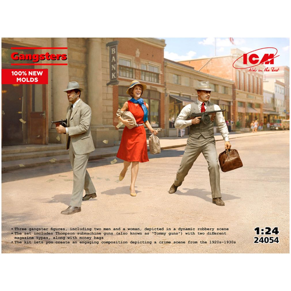 Gangsters w/Tommy Guns 1920s (x3)