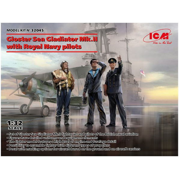 Gloster Sea Gladiator Mk.II w/3 Royal Navy Pilot Figures