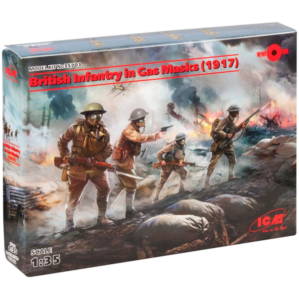 British Infantry in Gas Masks (1917) 4 Figures