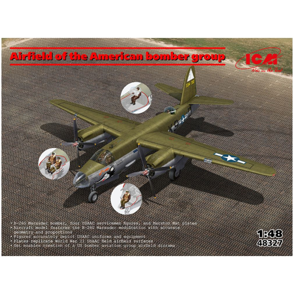 Airfield of the American Bomber Group (B-26G Marauder w/Crew and Landing Mat)
