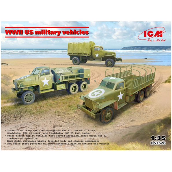 WWII U.S. Military Set G7117, Studebaker US6-U3, Studebaker US6-U5 (Set 3 x Trucks)