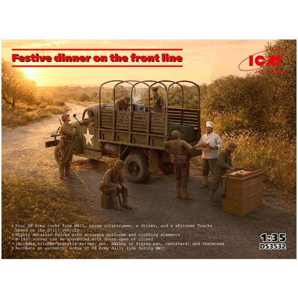 Festive Dinner on the Front Line (U.S. WWII G7117 Kitchen Truck, Figures)