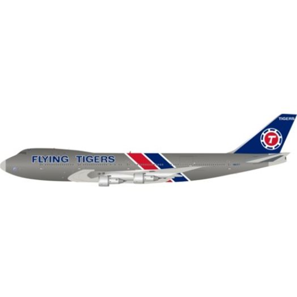 Boeing 747-200 Flying Tigers N807FT Polished with Stand
