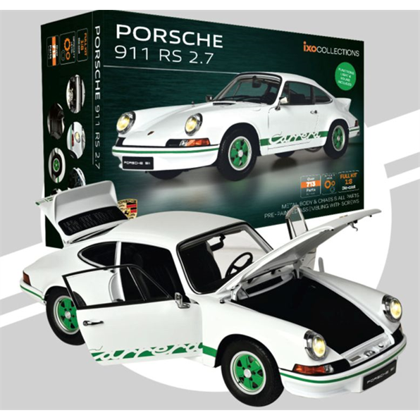 Porsche 911 RS 2.7 White/Green Stripes Full Kit Decorated Box