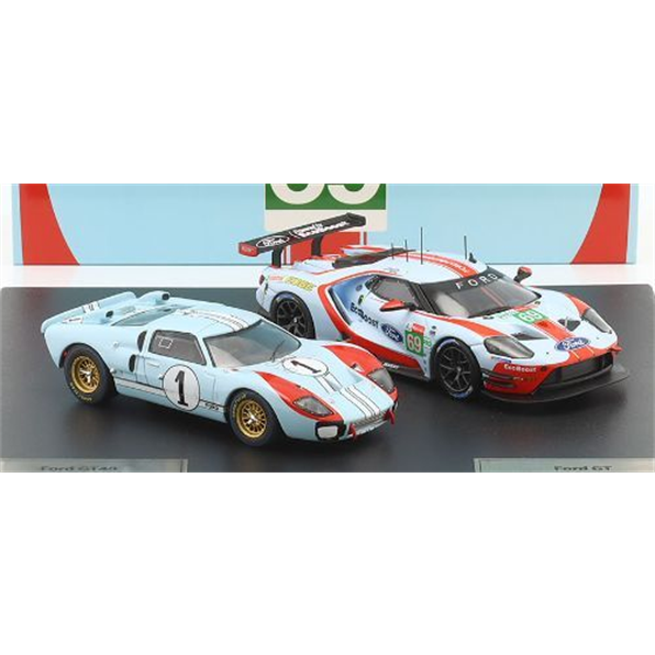 Ford GT40 #1 1966 and Ford GT #69 2019 2 Car Set 24h Le Mans