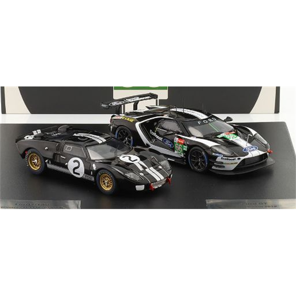 Ford GT40 #2 1966 and Ford GT #66 2019 2 Car Set 24h Le Mans
