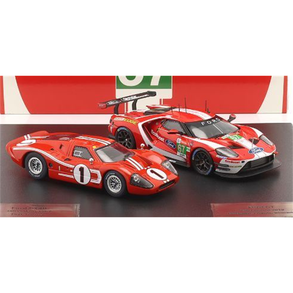 Ford GT40 #1 1967 and Ford GT #67 2019 2 Car Set 24h Le Mans
