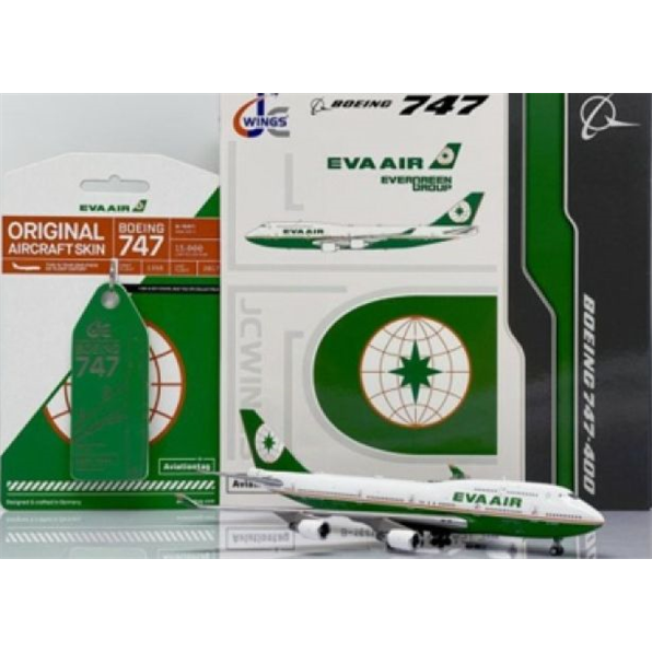 Boeing 747-400 Eva Air B-16411 w/Antenna Plus Limited Edition Aviationtag