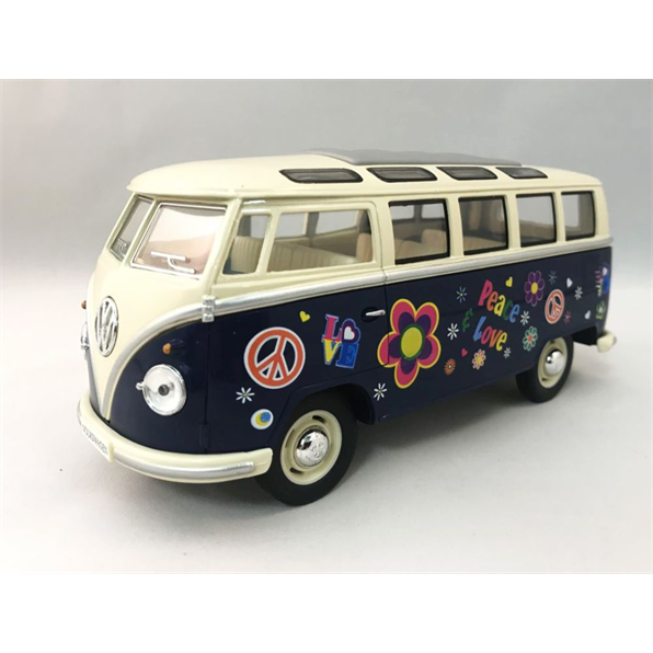 VW Samba bus 1962 blue/cream Flower Power