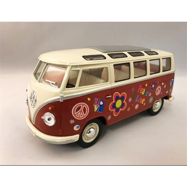 VW Samba bus 1962 red/cream Flower Power