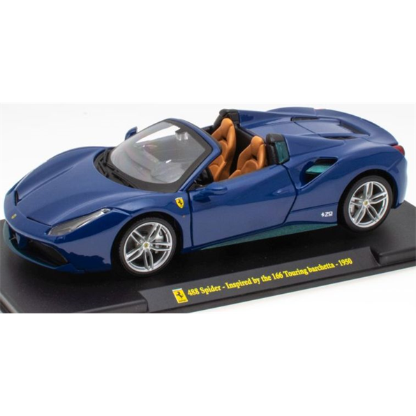 Ferrari 488 Spider Blue - Inspired by 1950 166 Touring- Supercar Collection Gift 1:24