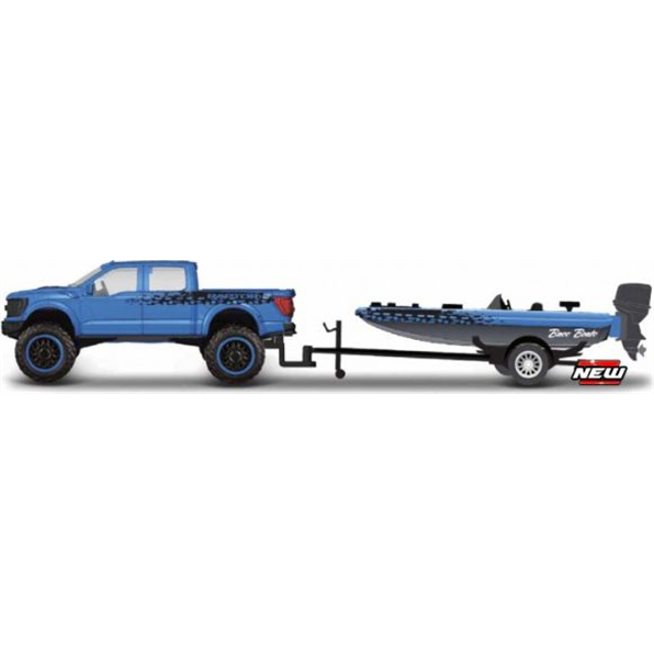 Ford F-150 SVT Raptor 2021 + Trailer w/Bass Boat Blue