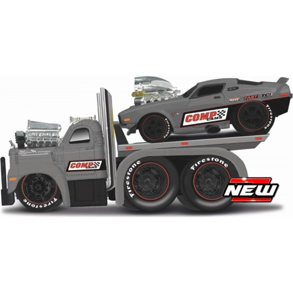 Mack B-61 Flatbed 1953 + Chevrolet Camaro 1971 Grey/Black Muscle Transports