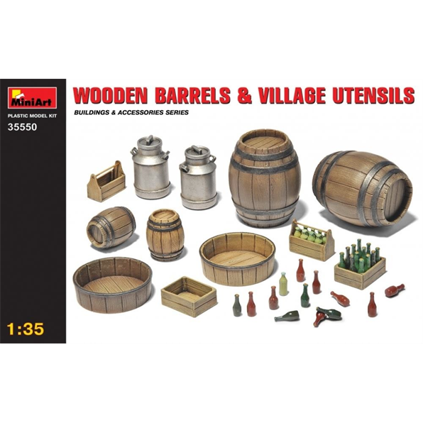 Wooden Barrels and Village Utensils